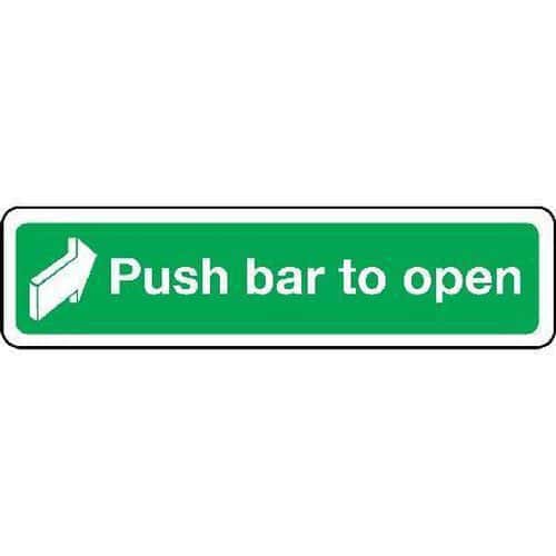 Emergency Escape Signs - Push Bar To Open | Signs & ID | Manutan UK