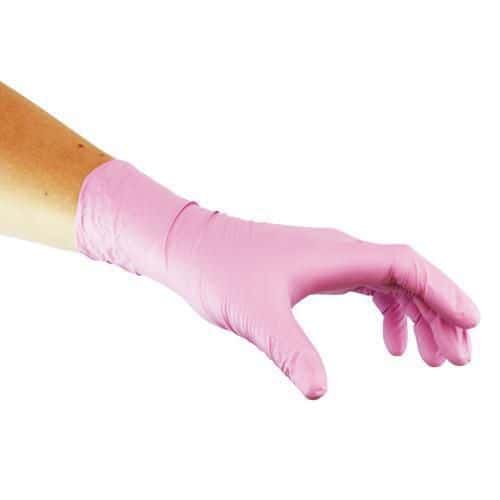 pink disposable gloves