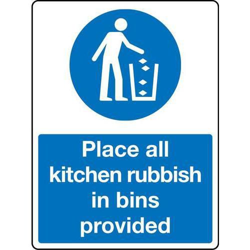 Place All Kitchen Rubbish In Bin Provided Sign | Signs & ID