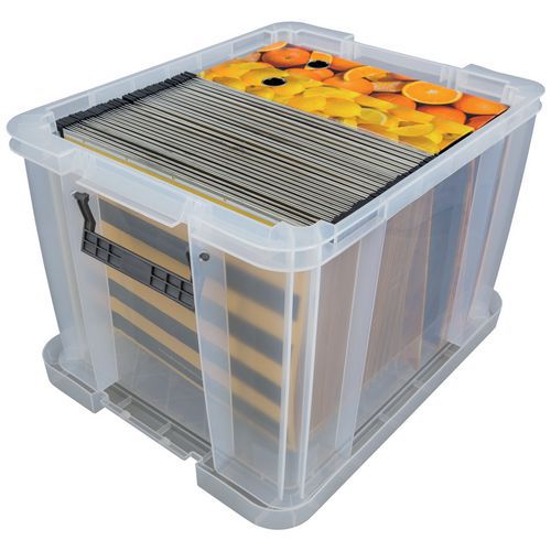 Clear 36 Litre Manutan Box | Grey Handles | Manutan UK