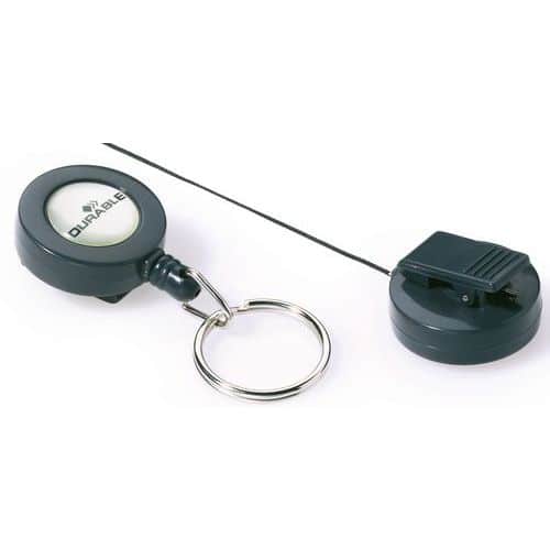 Badge roller clip with metal ring