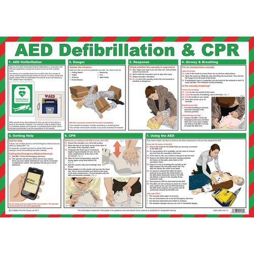 AED Defibrillator Posters | First Aid Room Equipment | Manutan UK