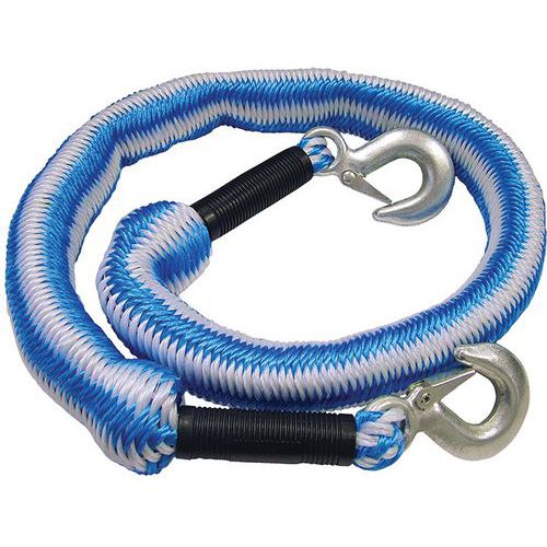 4m 3-Tonne Elasticated Car Tow Rope with Metal Hooks - Faithfull