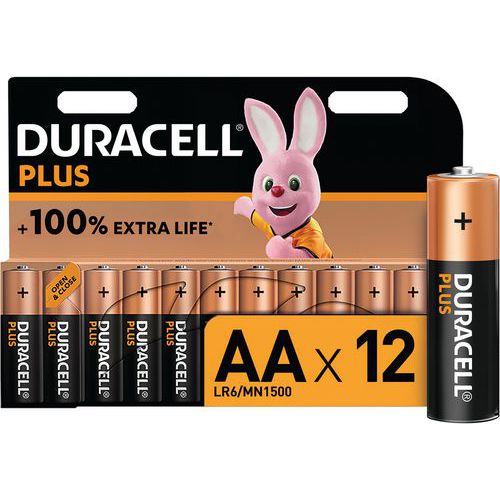 Plus 100% AA alkaline battery - 4 - 8 or 12 units - Duracell 